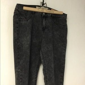 Black acid wash jeggings from Zara